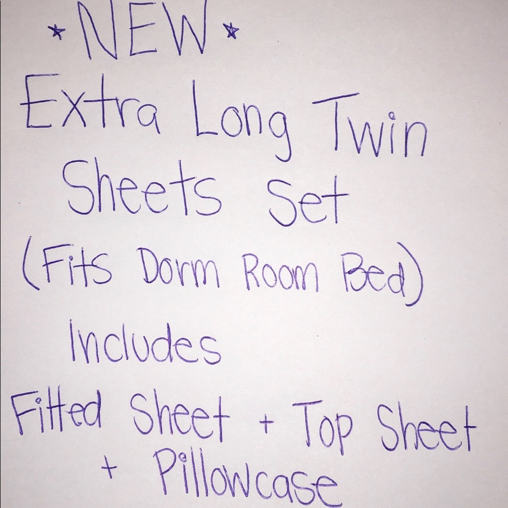 Extra Long Twin Sheets Set (Fits Dorm Room bed)